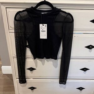Zara Black Sheer Crop Top